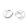 Brass Micro Pave Zirconia Moon Hoop Earrings EJEW-T048-37B-P-2