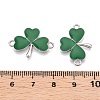 Rack Plating Alloy Green Enamel Shamrock Connector Charms ENAM-N056-354P-3