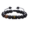 Adjustable Natural Tiger Eye and Glass Beaded Braided Bead Bracelets for Men Women FS-WGD7D76-18-1