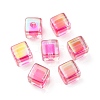 UV Plating Transparent Acrylic European Beads OACR-F004-10B-2