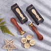 Brass Wax Seal Stamp with Wood Handle AJEW-WH0412-0346-5