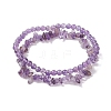 Chip & Round Natural Amethyst Beaded Stretch Bracelets for Women BJEW-JB10189-03-1