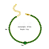 Stylish Stainless Steel Pave Green Cubic Zirconia Link Chain Bracelets for Saudi National Day UE7447-4-1