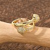 Brass Micro Pave Cubic Zirconia Open Cuff Rings for Women LS-RJEW-F171-02G-4