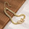 Brass Micro Pave Clear Cubic Zirconia Link Bracelets LS-BJEW-Z082-03G-01-2