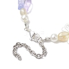 Natural Gemstone & Plastic Pearl Beaded Bracelets BJEW-JB10362-4
