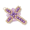 Glass Seed Beaded Cross Pendants PALLOY-MZ00826-03-3