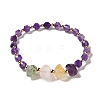 Faceted Natural Amethyst Stretch Beaded Bracelets BJEW-P318-01G-03-1