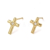 Rack Plating Brass Cross Stud Earrings EJEW-M235-02G-1