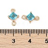 Brass Pave Glass Rhombus Links Connector Charms X1-GLAA-Q088-001C-3