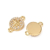 Brass Micro Pave Clear Cubic Zirconia Connector Charms KK-H524-02G-2