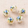 Flower Picture Printed Glass Round Beads GLAA-J087-12mm-B-2