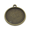 Tibetan Style Alloy Flat Round Pendant Cabochon Settings TIBEP-Q045-068F-AB-NR-1