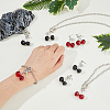 FIBLOOM 2 Set 2 Color Resin Cherry Pendant Necklace & Charm Bracelet & Dangle Stud Earrings SJEW-FI0001-18-3