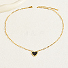 Natural Shell Heart Pendant Necklaces with Golden Stainless Steel Paperclip Chains EU3732-1-1