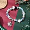 Christmas Theme Synthetic Moonstone and Alloy Snowflake
Charms Bracelets for Women BJEW-TA00560-1