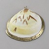 Electroplated Shell Pendants SHEL-WH20001-02G-03-1