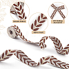 3Skeins Polyester Leaf Jacquard Ribbons SRIB-CY0001-20A-7
