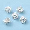 Rack Plating Brass Micro Pave Clear Cubic Zirconia Clover Beads KK-D075-04S-2