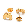 Chunk Letter 304 Stainless Steel Stud Earrings for Women EJEW-G386-01M-G-2