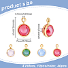 40Pcs 4 Colors 304 Stainless Steel Wrapped Dyed Natural Quartz Round Charms STAS-UN0063-75-3