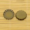 Antique Bronze Brass Cabochon Settings and Flat Round Transparent Clear Glass Cabochons KK-X0003-RS-3