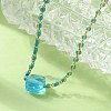 304 Stainless Steel Glass Beads Link Chain Bracelets BJEW-A036-14G-01-4