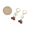 Natural Carnelian Beads & Glass Seed Dangle Hoop Earrings EJEW-MZ00309-02-3