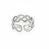 Non-Tarnish 304 Stainless Steel Rhombus Hollow Open Cuff Ring for Women RJEW-S405-214P-2