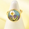 Brass Enamel Cuff Rings RJEW-K291-02G-02-2