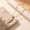 Flower Printed 304 Stainless Steel Geometric Pendant Necklaces for Women WG37CA3-02-1