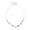 Valentine's Day 304 Stainless Steel Heart Pendant Glass Seed Beaded Necklaces for Women NJEW-MZ00146-3