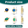 12Pcs 2 Styles Brass Micro Pave Cubic Zirconia Links Connectors KK-HS0015-22A-2