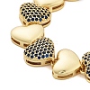 Rack Plating Brass Micro Pave Cubic Zirconia Heart Link Chain Bracelets for Women BJEW-B109-01G-01-2