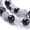 Natural Tourmalinated Quartz/Black Rutilated Quartz Beads Strands G-E558-04-6mm-4