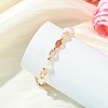 Rice Natural Ferruginous Quartz & Round Brass Beads Stretch Bracelets for Women BJEW-JB13817-2