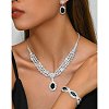 Oval & Horse Eye Brass Rhinestone Necklaces & Bracelets & Earring Sets FS-WG182CE-03-5