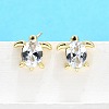 Brass Micro Pave Clear Cubic Zirconia Stud Earrings LS-EJEW-H157-03G-01-1