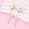 Round Brass Natural Freshwater Pearl Tassel Stud Earrings EJEW-U072-02G-2