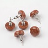 Half Round Dome Synthetic Goldstone Stud Earrings EJEW-L171-11-2