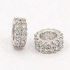 Brass Micro Pave Cubic Zirconia Beads Flat Round Spacer ZIRC-D026-07-2