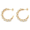 304 Stainless Steel & Bohemian Beaded C-Shaped with Flower Stud Earrings for Women EJEW-R001-03G-02-2