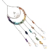 Chakra Natural & Synthetic Gemstone Chips & Metal Moon Suncatchers HJEW-TA00504-2