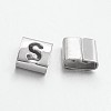 Tarnish Resistant Letter Style 201 Stainless Steel Square Slide Charms STAS-L132-10-1