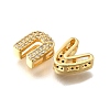 Brass Micro Pave Cubic Zirconia Beads KK-R218-06G-2