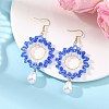 Brass Glass Beads Dangle Earrings EJEW-MZ00764-01-1