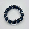 Natural Lava Rock Round Beaded Stretch Bracelet XU8042-1-1