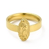 Vacuum Plating 304 Stainless Steel Oval with Virgin Mary Finger Ring for Women RJEW-A013-02G-02-1