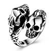 Punk Rock Style 316L Stainless Steel Skull Finger Rings for Men RJEW-BB01205-11AS-1