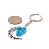 Natural & Synthetic Gemstone Chips Moon & Moon Alloy Pendant Keychain KEYC-JKC00465-4